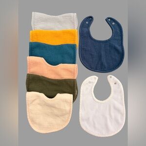 Konssy 8-Pack Muslin Baby Bib Set | Soft Absorbent Cotton | Like New